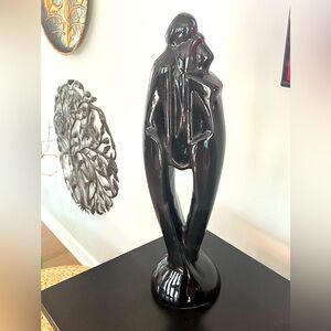 VTG Haeger Black Glazed 20" Ceramic Sculpture Man Woman Lovers